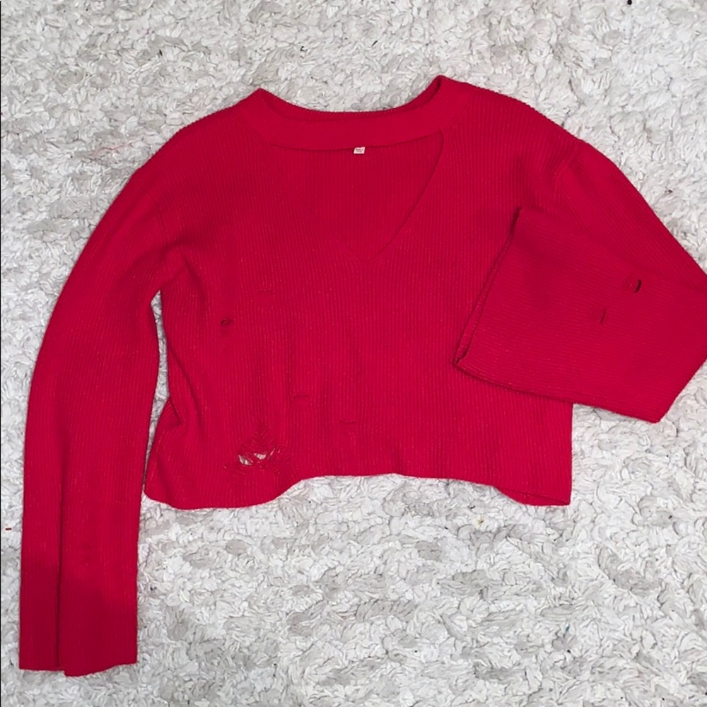 Red cut out sweater
